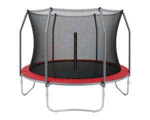 Backyard trampoline with safety net for family fun and fitness, encouraging active play and healthy outdoor recreation for kids and adults alike