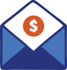 Financial envelope icon with dollar sign symbol representing money mail communication and wealth investment opportunities digital asset