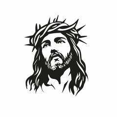 Fototapeta premium Detailed jesus christ portrait vector illustration religion faith spiritual silhouette