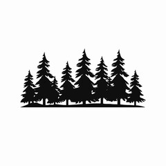 Obraz premium Mysterious dark pine forest trees standing in stark contrast silhouette