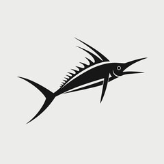 Obraz premium Majestic black marlin fish design facing right isolated animal silhouette