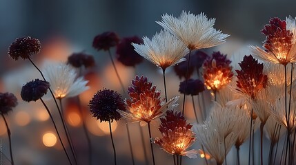 White and Burgundy Flower Bouquet with Soft Bokeh Background for Minimalist Copy Space Design 