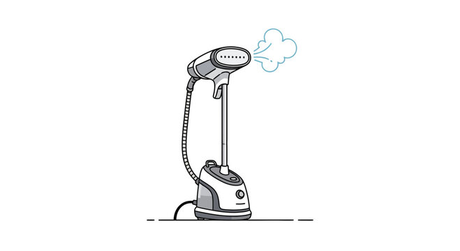 steamer appliance with steam, line art clip art preview