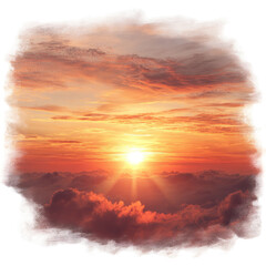 Fototapeta premium Sunrise over clouds framed by a soft edge