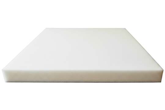 Square block of white orthopedic memory foam for a mattress isolated on a transparent background