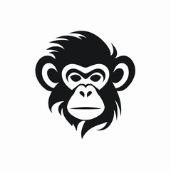 Bold monkey head with a distinguished and graphical vector styled silhouette