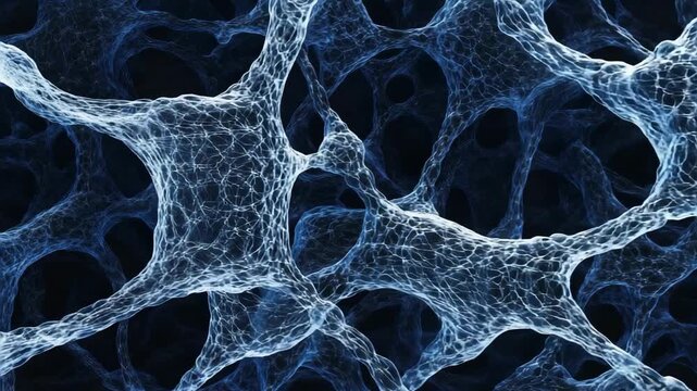 Close-up video of intricate, web-like structures resembling neural networks, captured from a top-down angle with a dark, moody background. Live desktop wallpaper.