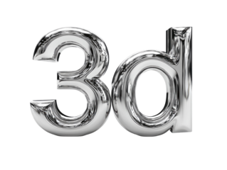 3D letters, metallic effect