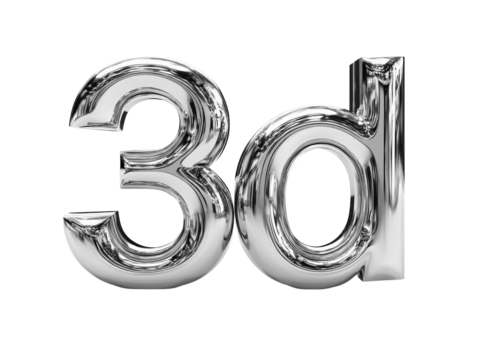 3D letters, metallic effect