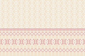 Fabric pixel abstract geometric pattern Thai pixel style design for clothing, fabric, background, wallpaper, wrapping, batik. Knitwear, Embroidery style. Aztec geometric art ornament print.