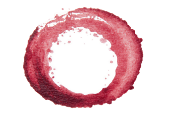 Circular, textured, red stain