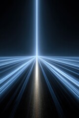 Abstract digital art;  glowing light rays, central beam