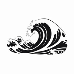 Naklejka premium Bold ocean wave illustration for logos creating unique monochrome silhouette