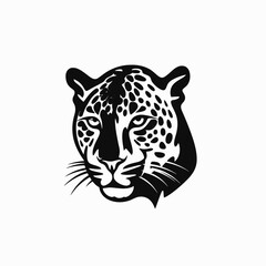 Fototapeta premium Striking head of leopard facing front bold graphic style silhouette