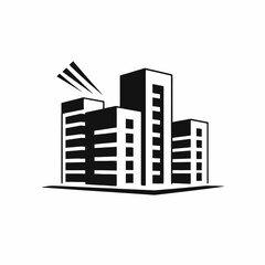 Minimalist city skyline vector illustration in black and white silhouette