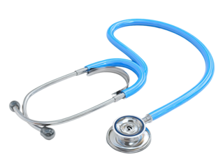 Medical stethoscope, bright blue tubing