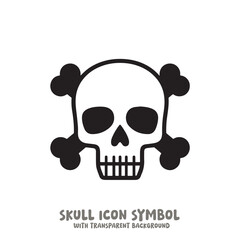 Skull and Bone Icon Symbol Vector Illustration in Black and White