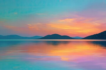 Serene sunset over tranquil water reflecting vibrant colors
