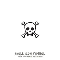 Skull and Bone Icon Symbol Vector Illustration in Black and White