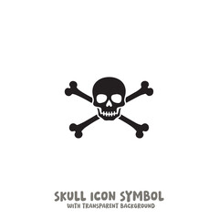 Skull and Bone Icon Symbol Vector Illustration in Black and White
