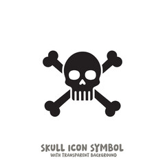 Skull and Bone Icon Symbol Vector Illustration in Black and White