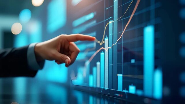 Evaluate economic growth sentiment by analyzing revenue trends and market performance metrics to forecast sustainable expansion and innovation in  Photo Stock  Concept  and empty space on the left sid