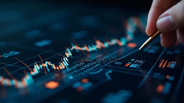 Elegant Visual of Stock Market and Commodity Correlation: Analytical Graphs, Statistical Overlays, Market Performance Indicators for Investment Insights - Photo Stock Concept