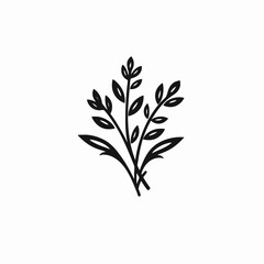 Fototapeta premium Minimalist herbal bouquet design with leaves and stems, perfect botanical silhouette