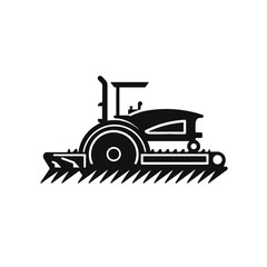 Naklejka premium Striking black and white tiller machine equipment vector design silhouette