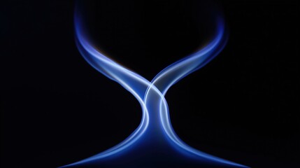 Abstract Blue Flame Light Trails Forming an S-Curve on Black Background