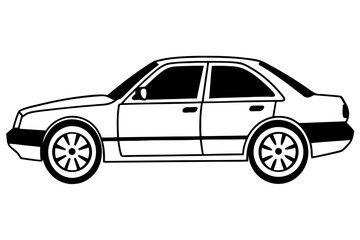 Naklejka premium Sleek Sedan A Clean, Linear Car Illustration for Automotive and Transportation Projects