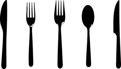 Cutlery Silhouette Set Fork, Spoon, Knife