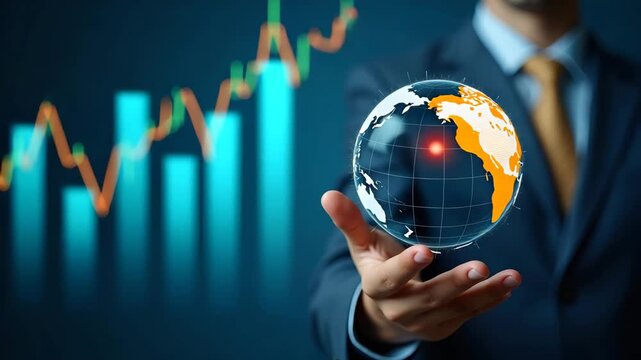 Economic Downturns and Globalization: How Financial Crises Drive Fiscal Measures and Market Realignment in Photo Stock Concepts with Left-Side Empty Space