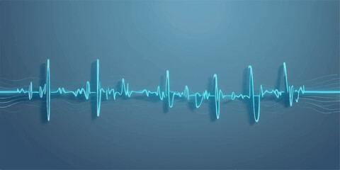Obraz premium An abstract blue background shows a vibrant blue EKG heartbeat graph, a powerful illustration of medical technology