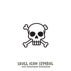 Skull and Bone Icon Symbol Vector Illustration in Black and White