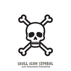 Skull and Bone Icon Symbol Vector Illustration in Black and White