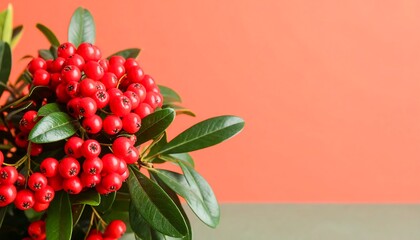 Vibrant red berries and green leaves