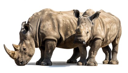 Obraz premium Two white rhinos side by side