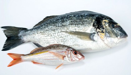 Obraz premium Two whole fish, side by side