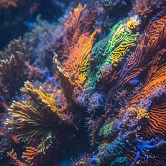Vibrant Colorful Coral Reef Underwater Close-up