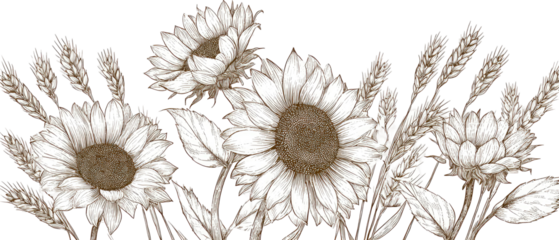Delicate white and grey sunflowers and grasses
