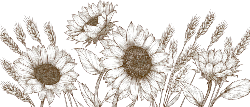 Delicate white and grey sunflowers and grasses