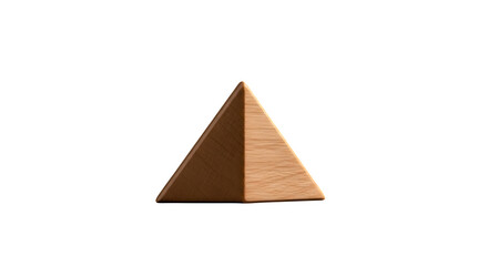 Wooden pyramid shape isolated on transparent background, a geometric object