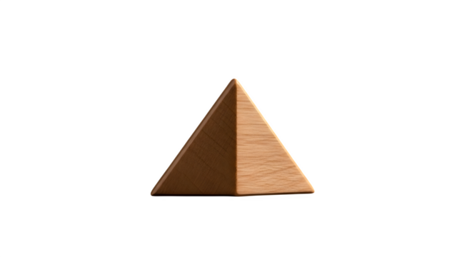 Wooden pyramid shape isolated on transparent background, a geometric object - Powered by Adobe