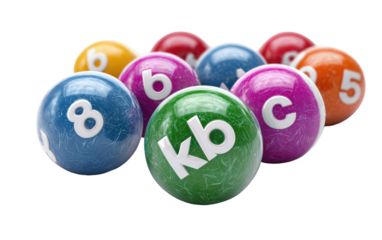 Colorful lottery balls in a cluster