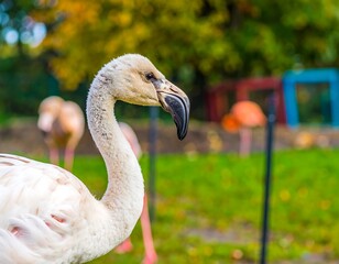 Fototapeta premium Close-up of a flamingo in a park
