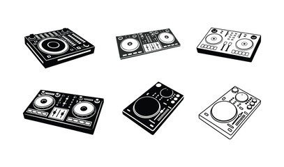 A Variety of Black and White DJ Controller Designs for Electronic Music.