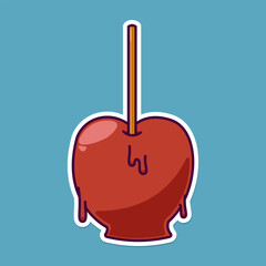 Cartoon Candy Apple Vector, Halloween Treat Element, Sweet Dessert Icon for Sticker or Poster
