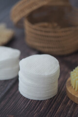 Discs and brushes on a cozy wooden surface