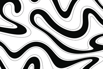 Abstract black and white wavy lines pattern creating a fluid and dynamic visual representation
